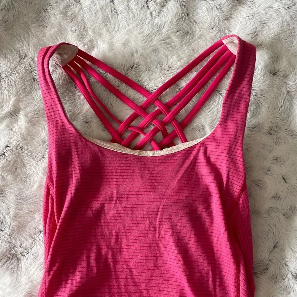 Lululemon Free To Be Wild Tank Top Bra Pink Butterfly Heathered Bon 2 sm…